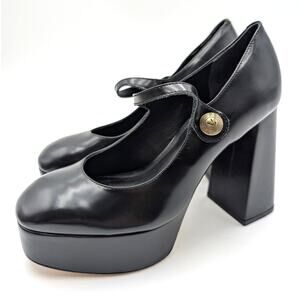 Larroudé Emma Platform Mary Jane Pump Women's Black Leather Size US8 EU38.5